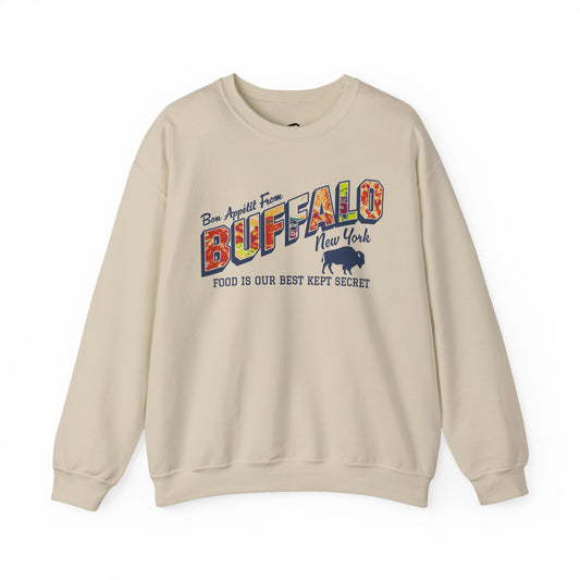 716 Supply Co. | Bon Appetite Buffalo Food Postcard Crewneck Sweatshirt