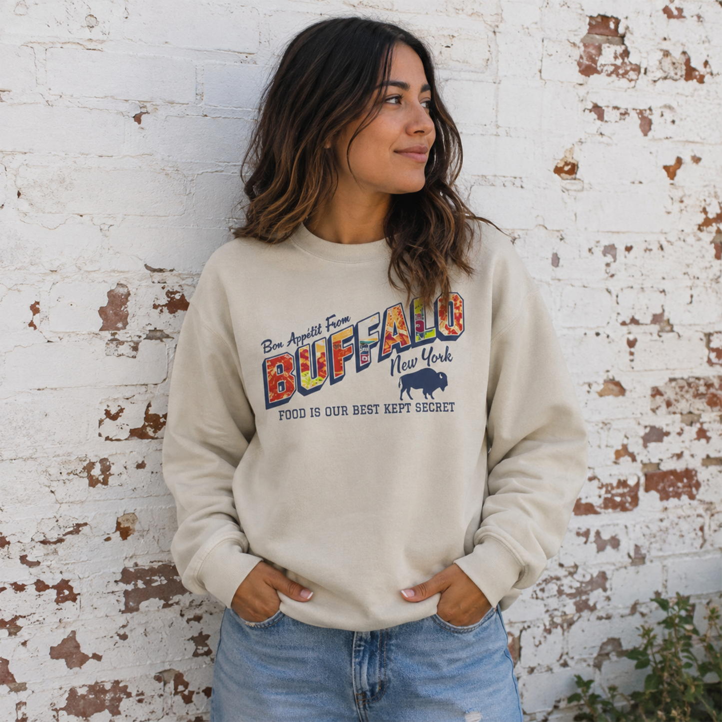 716 Supply Co. | Bon Appetite Buffalo Food Postcard Crewneck Sweatshirt