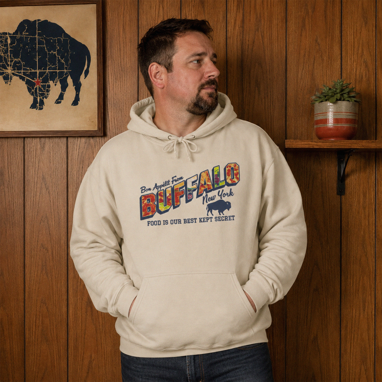 716 Supply Co. | Bon Appetite Buffalo Food Postcard Hoodie